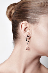 Black Spider Bow Earrings
