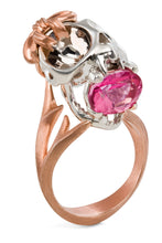 Tarsier Skull Ring with Bow & Pink Tourmaline