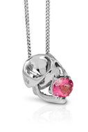 Silver Tarsier Skull with Pink Tourmaline Pendant